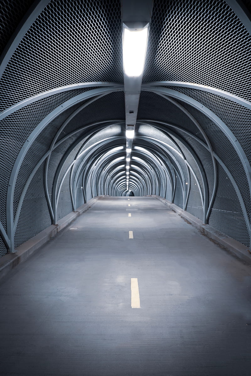 tunnel, road, bridge, construction, symmetry, HD phone wallpaper