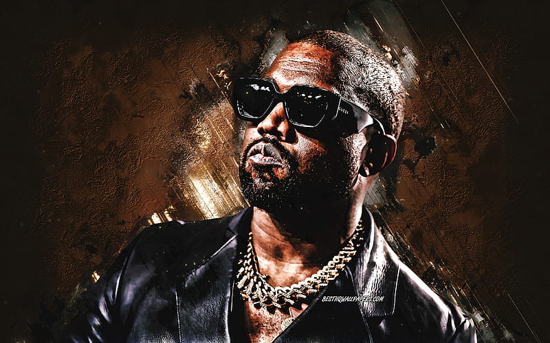 Kanye West, american rapper, portrait, yellow stone background, HD wallpaper
