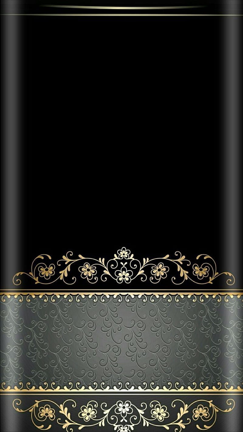 Lock screen, black, edge, galaxy, gold, silver, HD phone wallpaper
