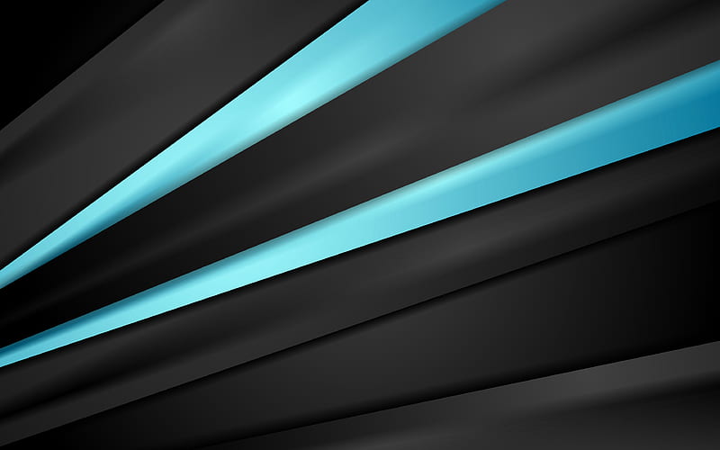 blue lines dark background, art, abstract material, HD wallpaper