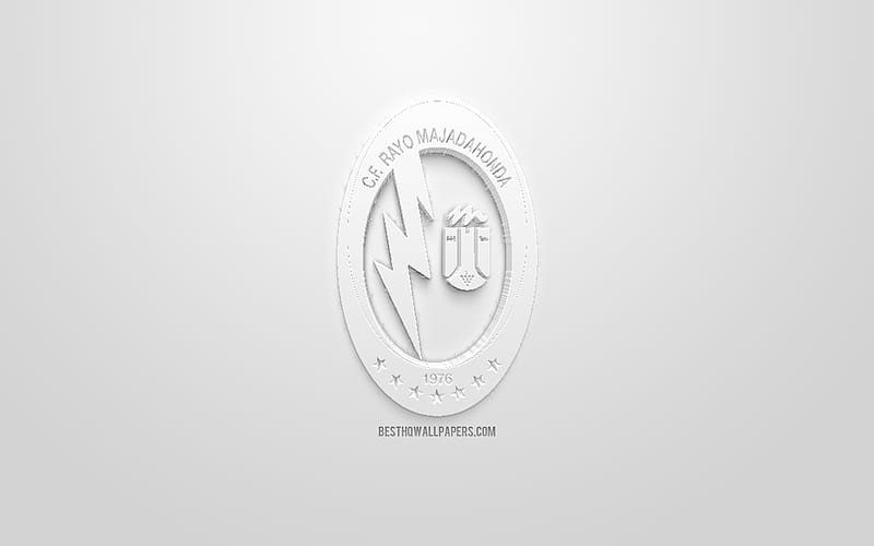 CF Rayo Majadahonda, creative 3D logo, white background, 3d emblem, Spanish football club, La Liga 2, Segunda, Majadahonda, Spain, 3d art, football, 3d logo, HD wallpaper