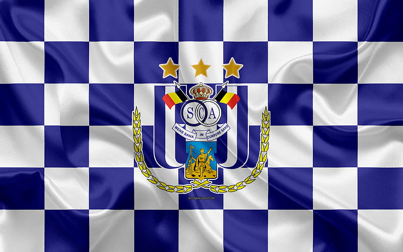 Rsc Anderlecht Logo Creative Art White Blue Checkered Flag Belgian Football Club Hd Wallpaper Peakpx