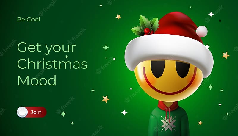 Premium Vector. Merry christmas web banner. mobile application with christmas emoji smiling face in santa hat vector, HD wallpaper