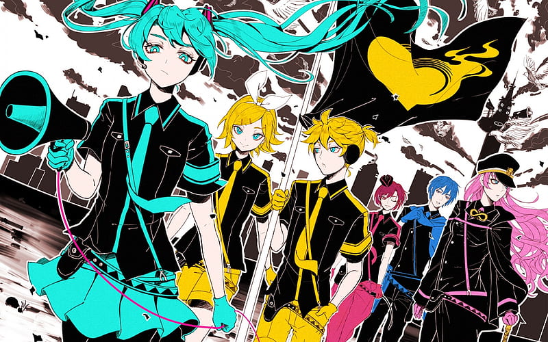 Vocaloid, Hatsune Miku, Rin, Len, characters, Japanese manga, anime characters, HD wallpaper