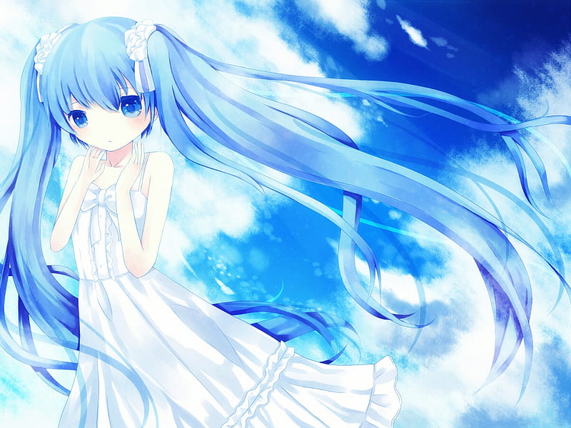 Hatsune Miku, pretty, cg, clouds, nice, anime, aqua, beauty, anime girl ...