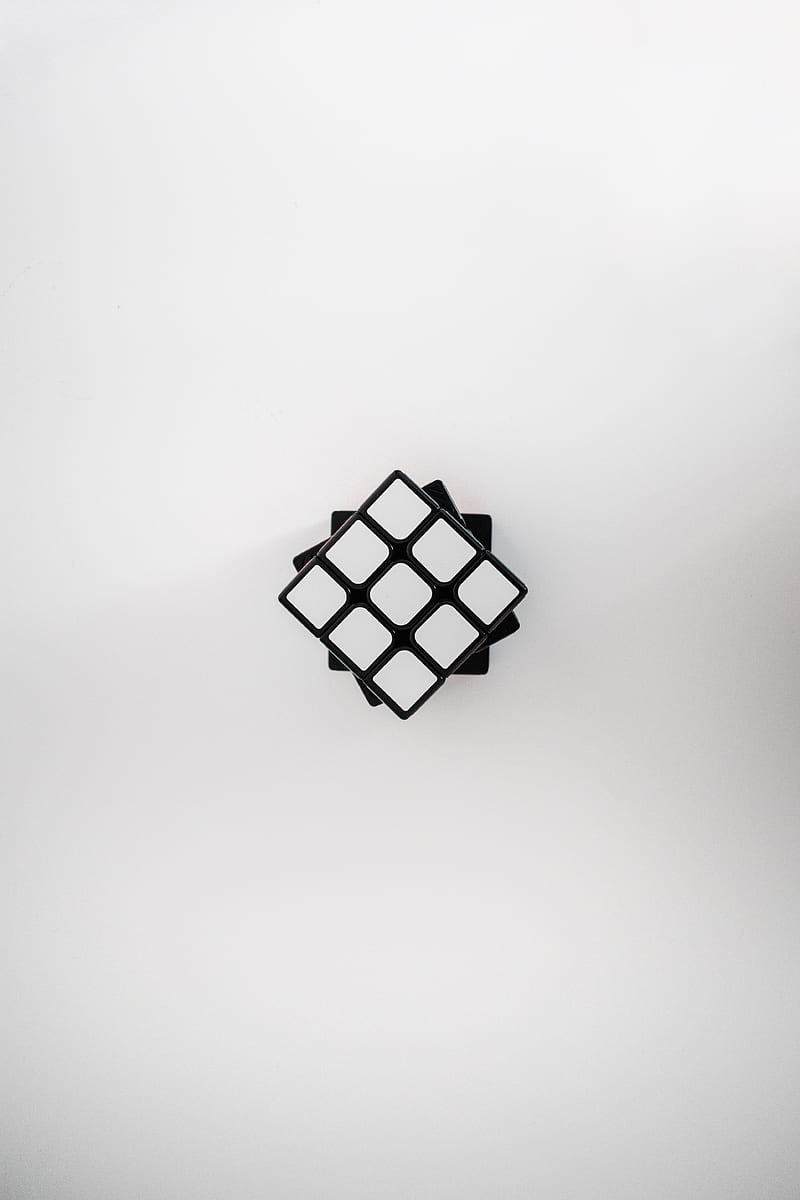 rubiks cube, cube, aerial view, white, HD phone wallpaper