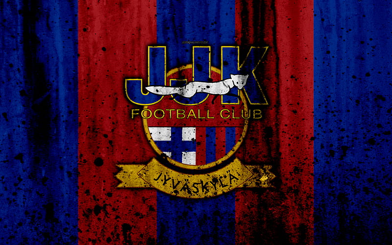 FC Jyvaskyla, grunge, Veikkausliiga, soccer, art, football club, Finland, JJK Jyvaskyla, logo, stone texture, Jyvaskyla FC, HD wallpaper