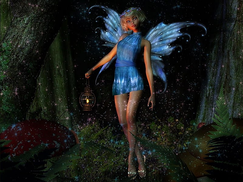 Lovely Blue Fairy, sensual, pretty, fae, magic, elves, wing, nice, fantasy, flowers, reflection, fairy, lovely, leave, water, cool, awesome, moonlight, dreamy, bonito, twilight, woman, winged, sea leaves, ferns, calming, hot, light, blue, gorgeous, night, forest, amazing, female, romantic, elf, angel, lake, flower, HD wallpaper