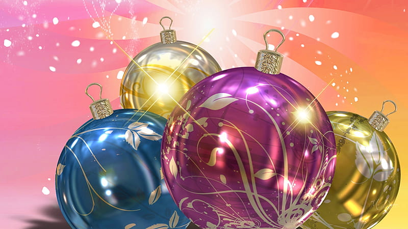 Cristmas Balls, sparkle, feliz navidad, christmas, holiday, decorations, shine, pastel, HD wallpaper