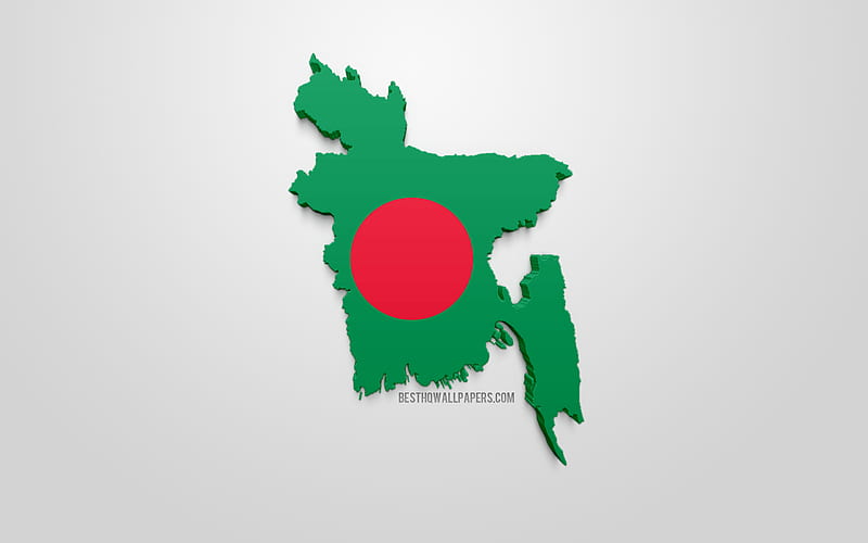 3d flag of Bangladesh, map silhouette of Bangladesh, 3d art, Bangladesh flag, Asia, Bangladesh, geography, Bangladesh 3d silhouette, HD wallpaper