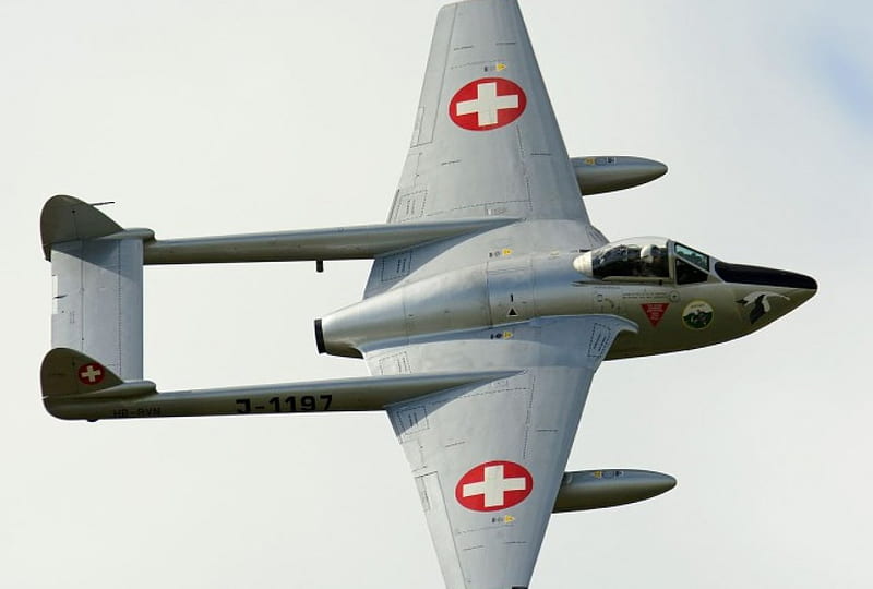 De Havilland Venom (Swiss Air Force), Jets, Jet, Swiss Air Force, De Havilland Venom, HD wallpaper