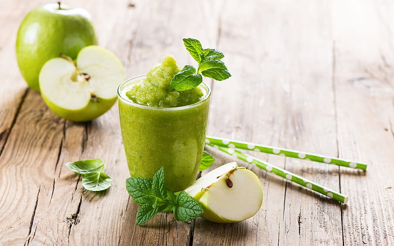 Smoothies, green apple, healthy food, drink, apple smoothies, HD wallpaper