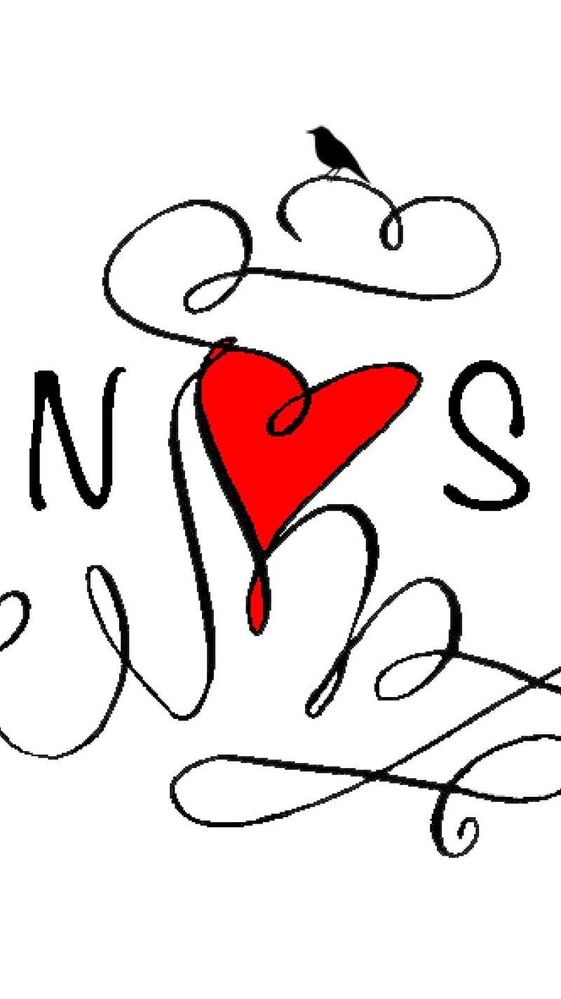 N S Love, Red Heart, alphabet, design, HD phone wallpaper | Peakpx