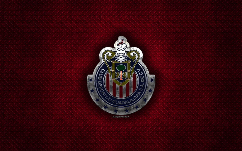 Club Deportivo Guadalajara, Mexican football club, red metal texture, metal logo, emblem, Guadalajara, Liga MX, creative art, football, CD Guadalajara, Chivas Guadalajara, HD wallpaper
