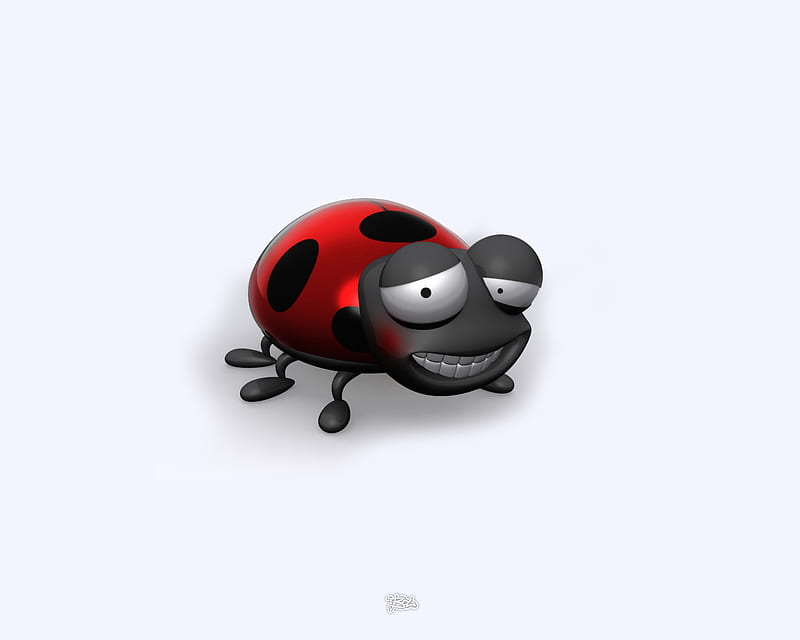 3d Ladybug, red, insect, ladybug, spots, HD wallpaper