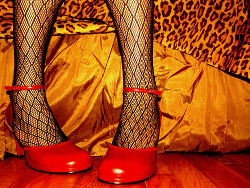 OrangeRed Style, red, orange, leopard pattern, female legs, graphy, gold, stockings, fashion, shoes, style, HD wallpaper