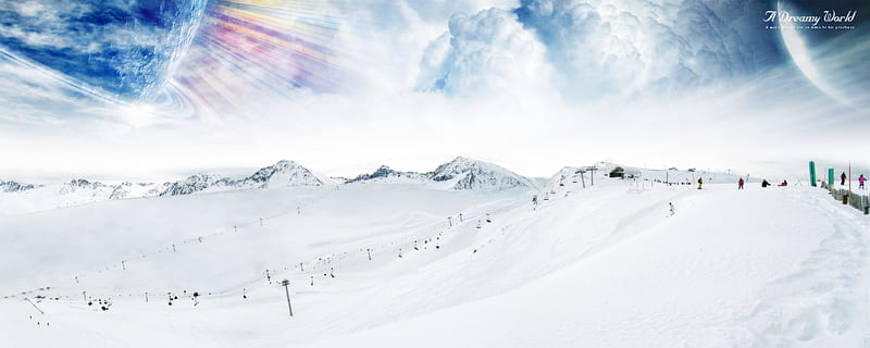 Dreamy World, dual monitor, snow, dual screen, clouds, sky, winter, HD  wallpaper | Peakpx