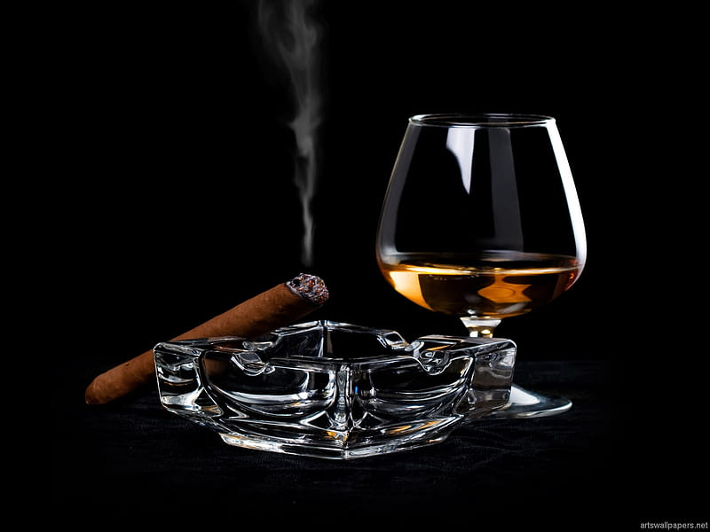 Brandy n Cigar, brandy, cigar, drink, relaxe, smoke, HD wallpaper