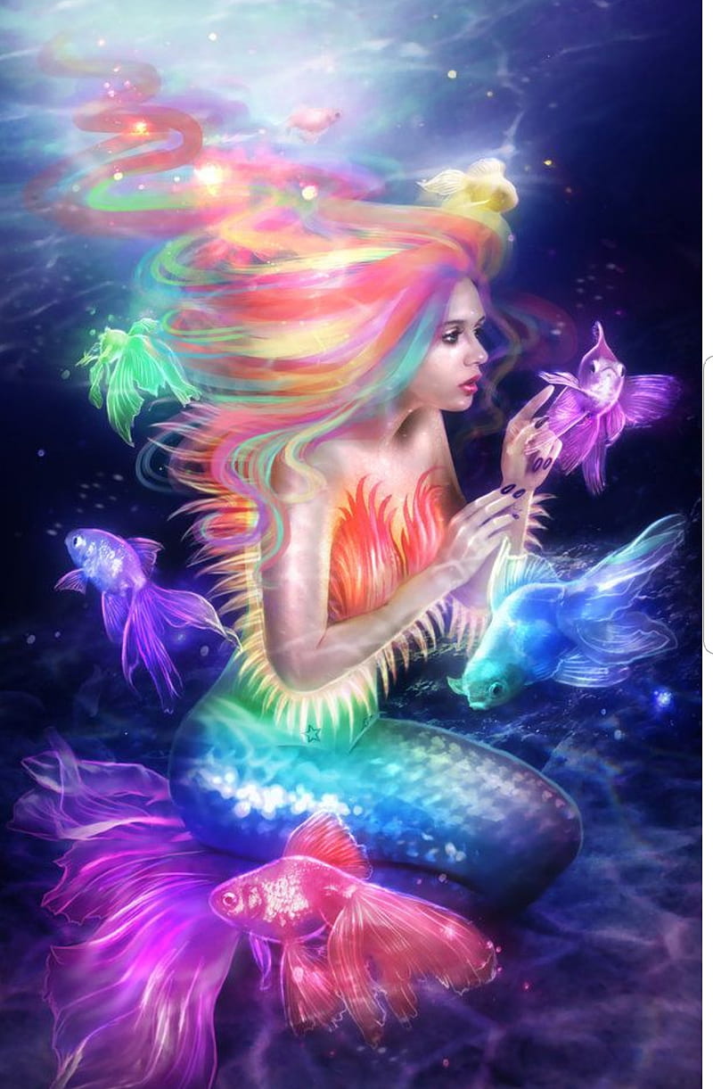 Mermaid glow, girl, world, HD phone wallpaper | Peakpx