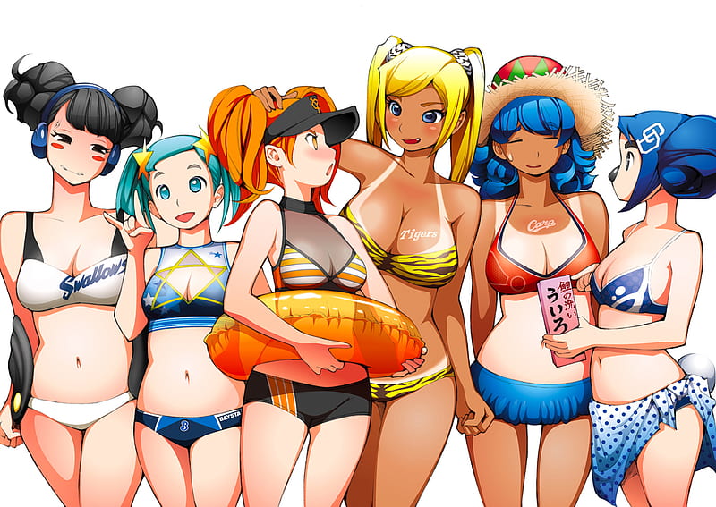 Anime girls swimsuit hot beauty blue eyes beauties blonde