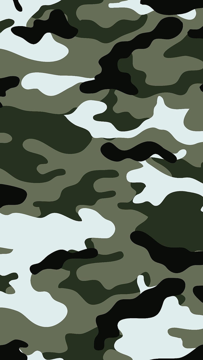 Camouflage, green, white, military, gris, pattern, black, HD phone wallpaper