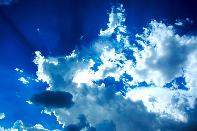 Clouds sun, sunlight, sky, rays rays of light, nature, light, blue, HD ...