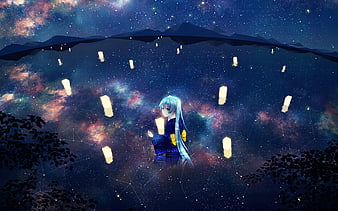 HD wallpaper: starry, space, illust, anime, girl, star - space, sky,  astronomy | Wallpaper Flare