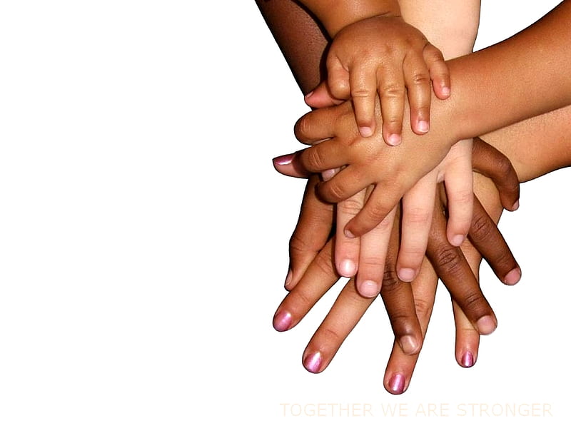 Together We Are Stronger, hands, skin colors, fingers, HD wallpaper