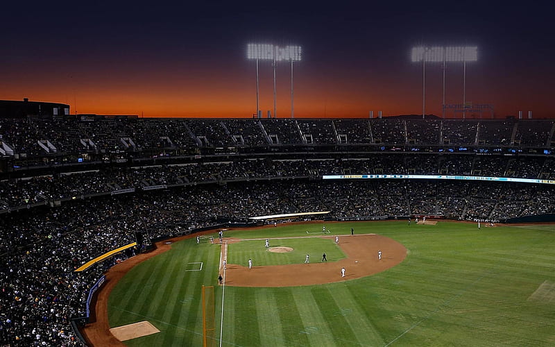 baseball stadium, USA, competition, evening, grandstands, Major League Baseball, MLB, HD wallpaper