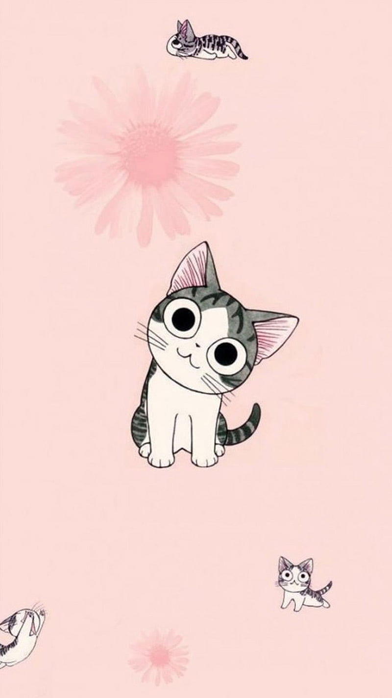 Cat Cartoon , animation, cute, animal, HD phone wallpaper