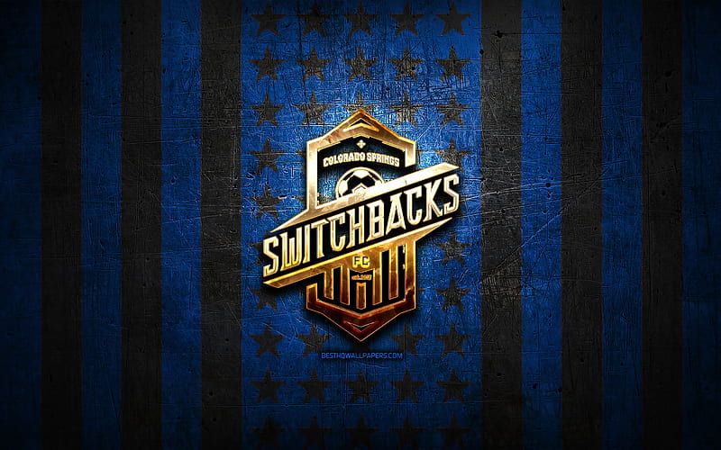 Colorado Springs Switchbacks flag, USL, blue metal background, american ...