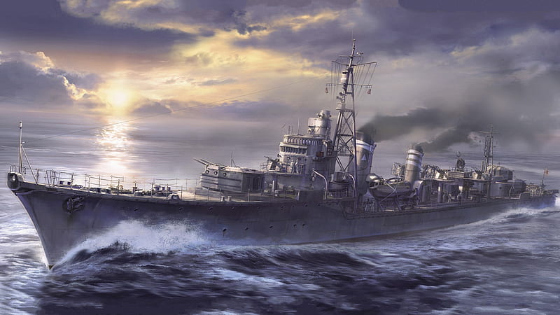 Warships, Japanese Navy, Destroyer, Japanese destroyer Shimakaze, Warship, HD wallpaper