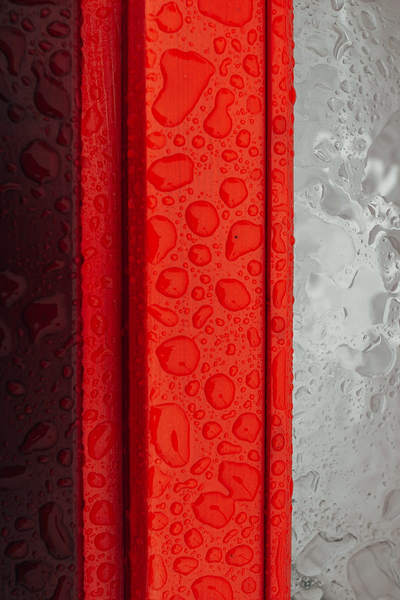 drops, moisture, red, gray, surface, HD phone wallpaper