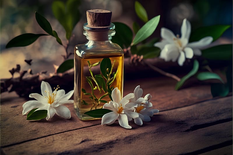 Essential oil with Jasmine Flowers, Flowers, Oil, Spa, Table, HD wallpaper