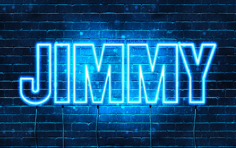 Jimmy with names, horizontal text, Jimmy name, blue neon lights, with Jimmy name, HD wallpaper