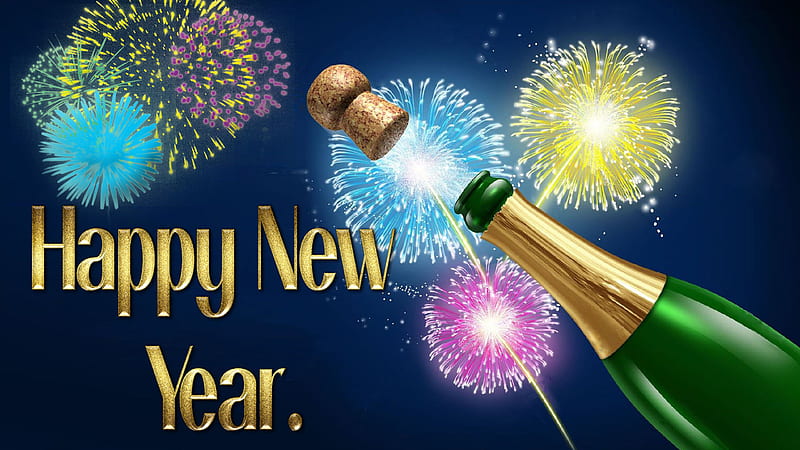 Happy New Year Word In Crackers Sparkle Background Happy New Year 2021, HD wallpaper