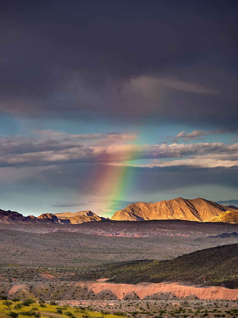 mountains, rainbow, landscape, nature, HD phone wallpaper