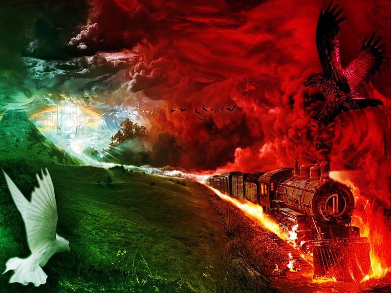 way for hell, red, ticket, fire, cool, ice, hell, way, HD wallpaper