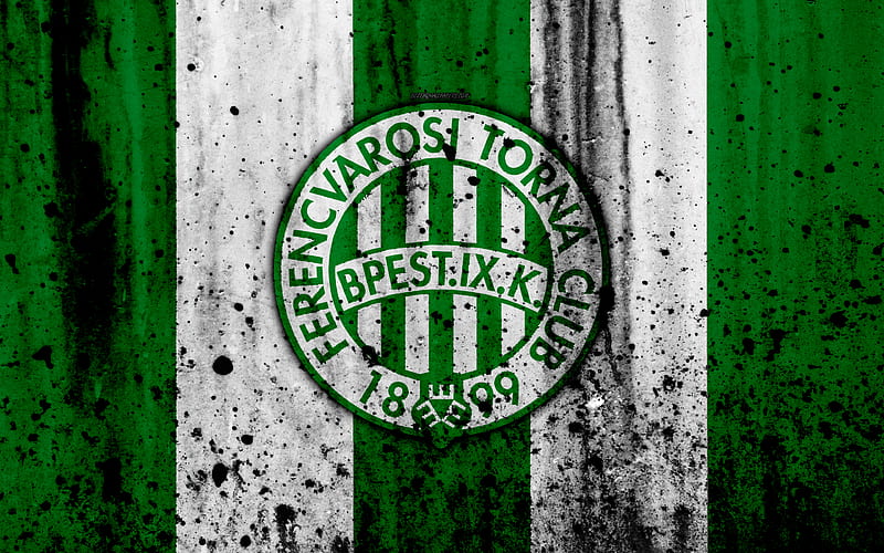 FC Ferencvaros Hungarian football club, Ferencvaros logo, grunge, stone texture, NB I, Hungarian football league, emblem, Budapest, Hungary, HD wallpaper
