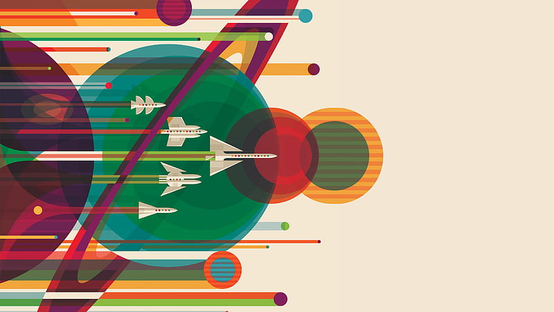 Spaceship Vector Solar System Planets Planes Sci Fi Artistic, spaceship, vector, solar-system, planets, planes, scifi, artistic, artist, artwork, digital-art, HD wallpaper