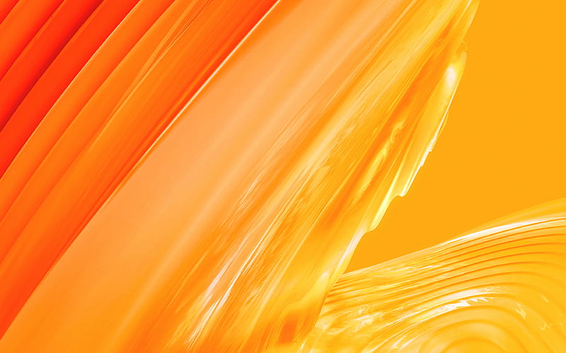 OnePlus 5T, for smartphone, yellow liquid, yellow orange abstraction, HD wallpaper