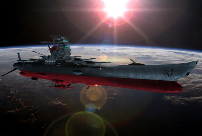 space battleship yamato, battleship, yamato, earth, space, HD wallpaper