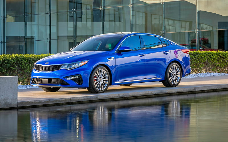 Kia Optima, 2019, exteriors, new blue Optima, sports sedan, Korean cars, Kia, HD wallpaper