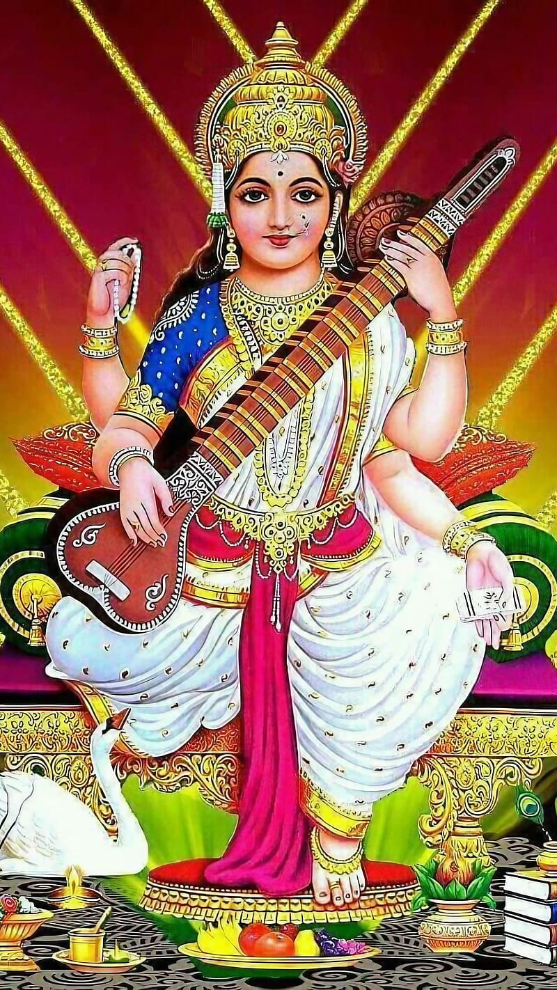 Goddess Saraswati Wallpapers, Hindu Goddess Sarasvati Backgrounds, Goddess  Of Knowledge Wisdom & Intelligence Images in 4k UHD