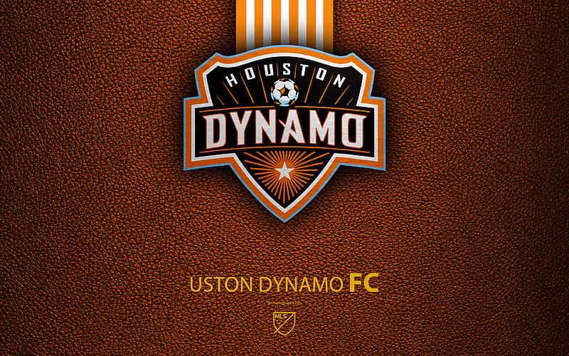 Houston Dynamo FC American Soccer Club, MLS, leather texture, logo, emblem, Major League Soccer, Houston, Texas, USA, football, MLS logo, HD wallpaper