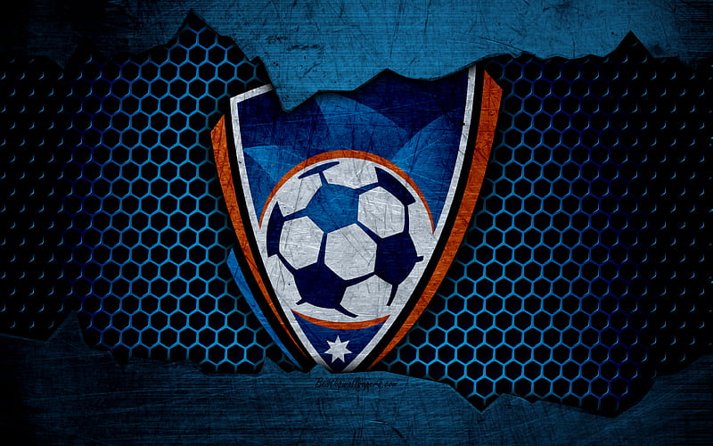 Sydney FC new logo, A-League, soccer, football club, Australia, grunge, metal texture, Adelaide FC Sydney, HD wallpaper
