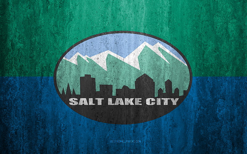 Flag of Salt Lake City, Utah stone background, American city, grunge flag, Salt Lake City, USA, Salt Lake City flag, grunge art, stone texture, flags of american cities, HD wallpaper