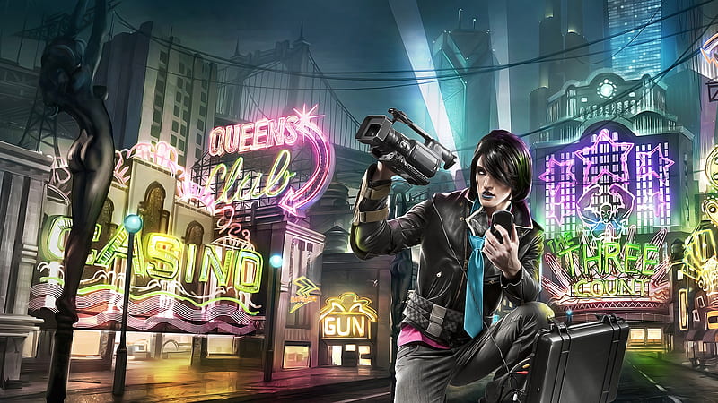Spy Reporter, action, hair style, video game, game, saints row- the third, spy, lights, saints row, reporter, criminal, HD wallpaper