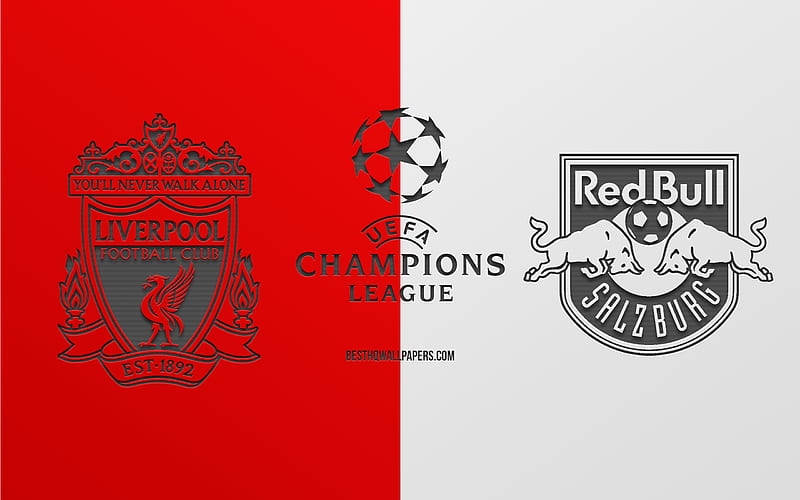 Liverpool vs Red Bull Salzburg, football match, 2019 Champions League, promo, red white background, creative art, UEFA Champions League, football, Liverpool FC, HD wallpaper