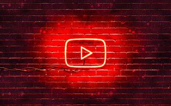 Youtube red logo red brickwall, Youtube logo, brands, Youtube neon logo, Youtube, HD wallpaper